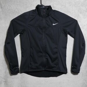 Nike Shield Jacket Womens Medium Black Running Full Zip Reflective 918053-010